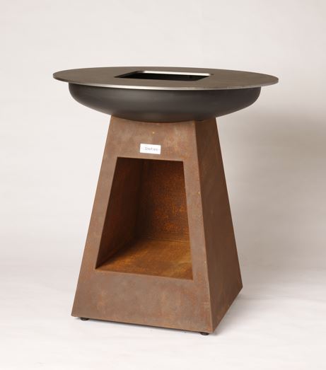 OnFire Feuerstelle BBQ 95x86 cm mit Holzlager schwarz pulverbeschichtet