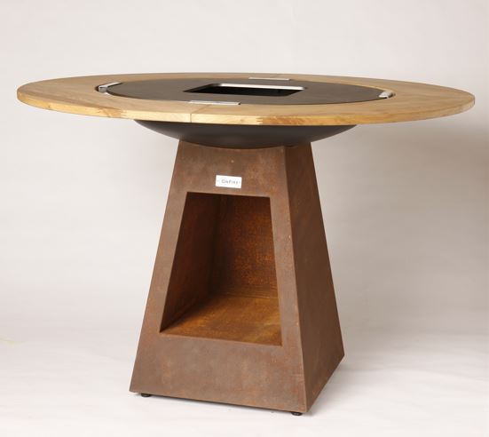 OnFire Feuerstelle BBQ 95x86 cm mit Holzlager Cortenstahl