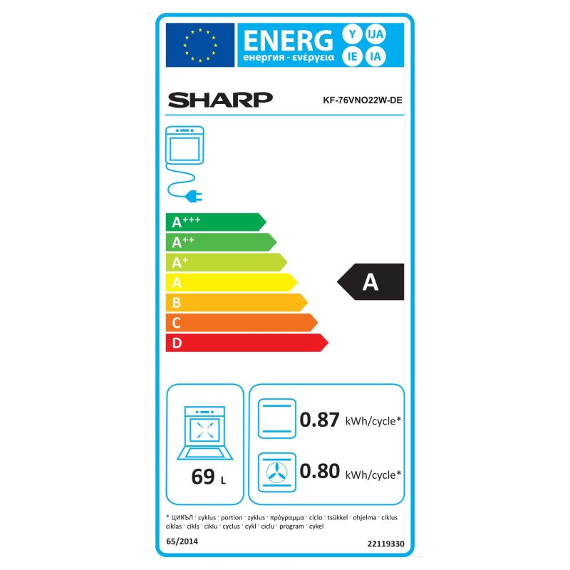 Sharp Cuisinière de cuisson KF-76VNO22W-DE, 230 / 400V