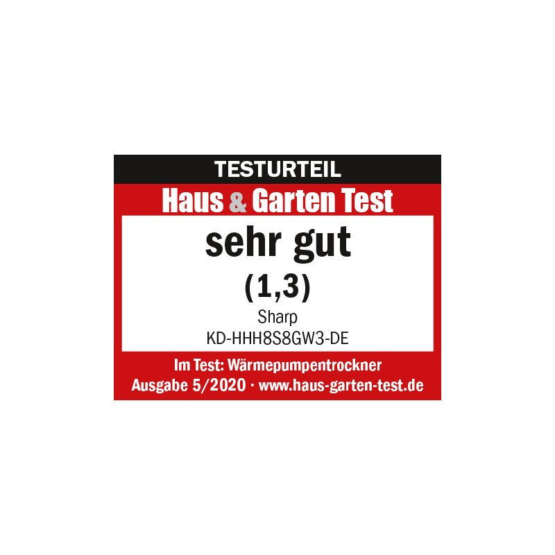 Sharp Wäschetrockner 8kg, KD-HHH8S8GW3-CH, Testurteil Sehr gut!
