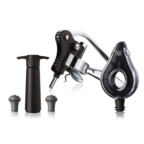 Vacuvin Wein- und Barzubehör Wine Set Air Deluxe 5 Stk.(Hebelkorkenzieher Zange - Weinbelüfer - Wine Saver Pumpe + 2 Zapfen)