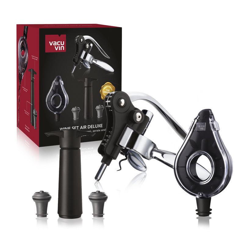 Vacuvin Wein- und Barzubehör Wine Set Air Deluxe 5 Stk.(Hebelkorkenzieher Zange - Weinbelüfer - Wine Saver Pumpe + 2 Zapfen)