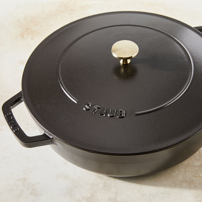 Dust Pfanne cast iron roaster with Chistera Drop-Structure 28cm, black