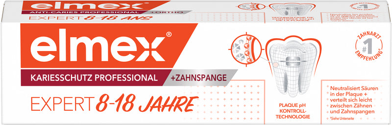 Elmex Zahnpasta Kariesschutz Professional und Zahnspange Expert 8-18 J. 75 ml