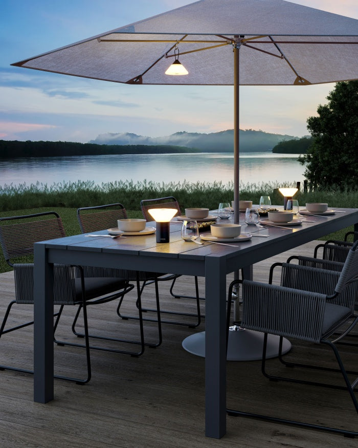 Sompex table and pedal lamp Mikono, olive green, battery plastic, dimmable, 2 light colors