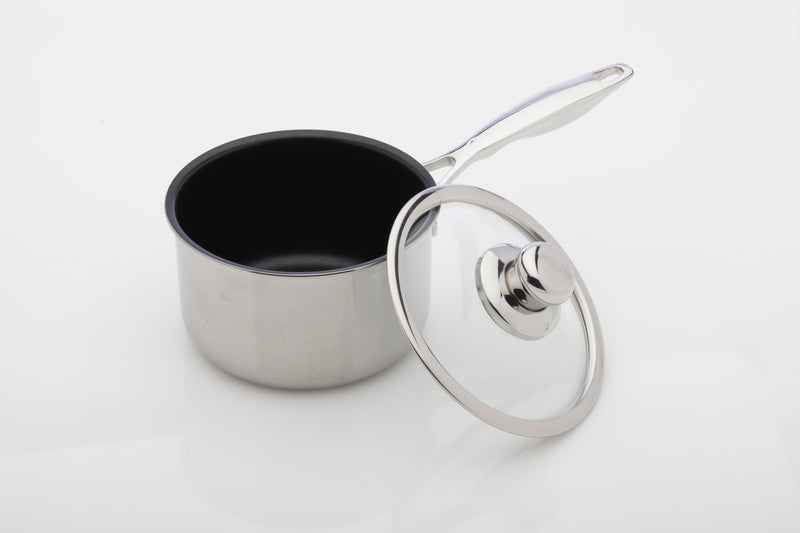 Swiss Diamond Stielkasserole XD Nonstick Clad Induction - Inox mit Deckel Ø 16cm