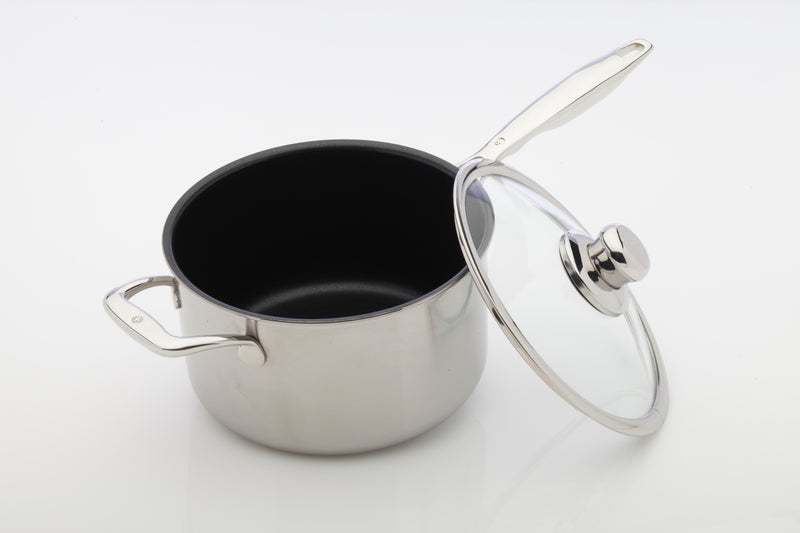 Swiss Diamond Stielkasserole XD Nonstick Clad Induction - Inox mit Deckel Ø 20cm