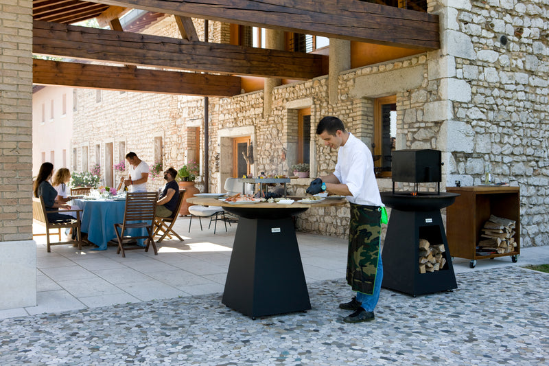 BBQ de cheminée onfire 95x86 cm en poudre noire -coated
