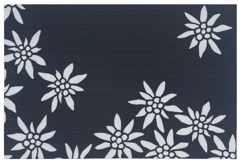 Heidi Cheese Line Tischset Edelweiss 45x30 cm schwarz mit weissen Blumen