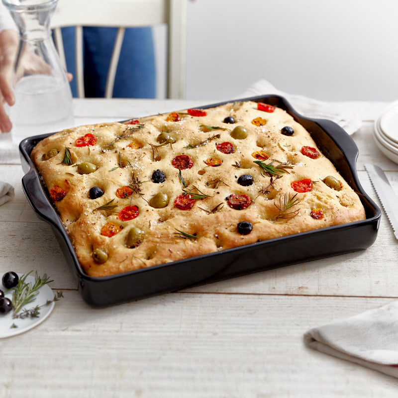 Emile Henry Küchenutensilien Focaccia Form Keramik anthrazit 40.5x31.5x6.9cm