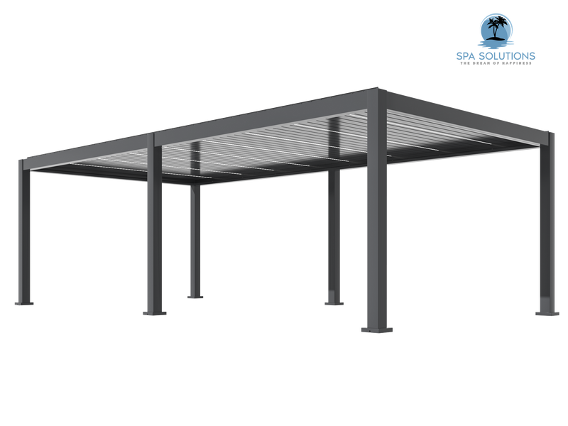 Spa Solutions Sky Pergola SkyMax Ultra Aluminium Pergola LED 3m x 8m motorisiert Wandmontage 3m