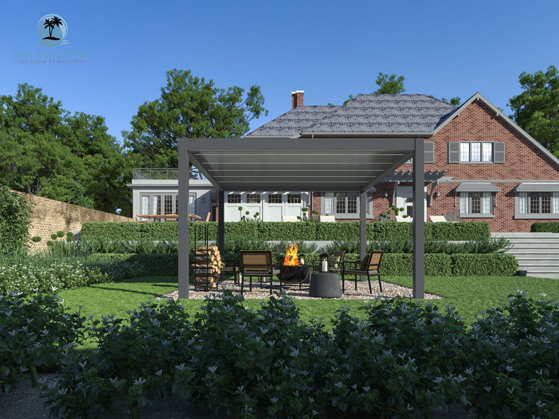 Solutions spa ciel pergola skymax ultra en aluminium pergola LED 4m x 5m Moup de mur motorisé 5m