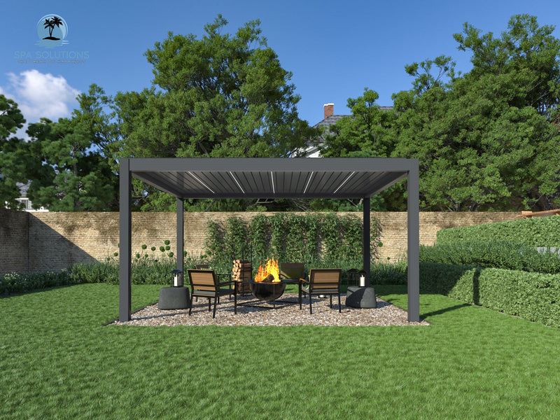 Solutions spa ciel pergola skymax ultra en aluminium pergola LED 4m x 5m Moup de mur motorisé 5m