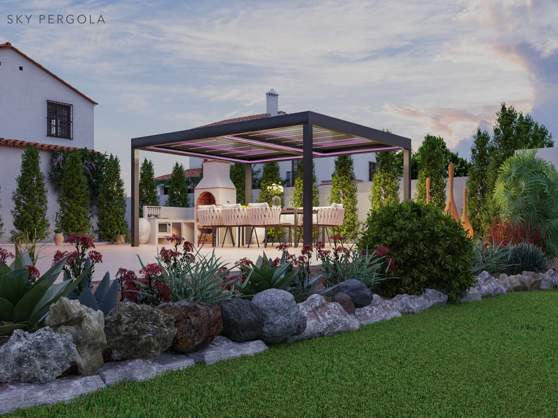 SOLUZIONI SPA SKY PERGOLA SKYGRAND MASTER ALLUMINUM PERGOLA LED 5M X 5M MOTORE