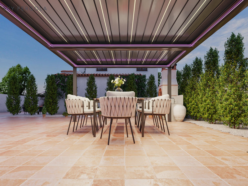 SOLUZIONI SPA SKY PERGOLA SKYGRAND MASTER ALLUMINUM PERGOLA LED 5M X 5M MOTORE