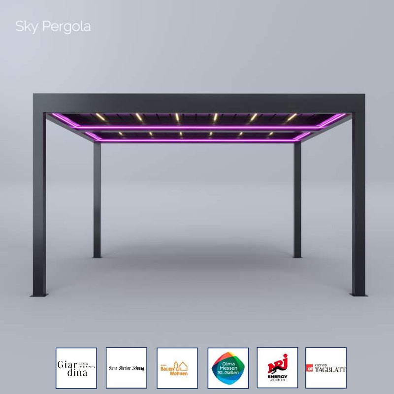 Spa Solutions Sky Pergola Skygrand Master Aluminum Pergola LED 5m x 5m motorized wall assembly