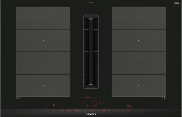 SIEMENS Kochfeld mit integriertem Abzug Induktions-Kochstelle, Glaskeramik 80 cm m. Abzug