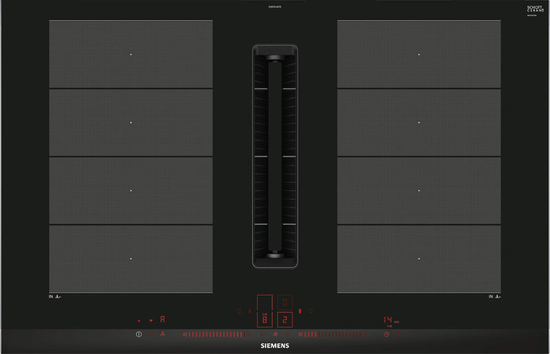 SIEMENS Kochfeld mit integriertem Abzug Induktions-Kochstelle, Glaskeramik 80 cm m. Abzug