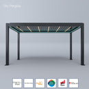 Spa Solutions Sky Pergola SkyMax Ultra Aluminium Pergola LED 3m x 5m motorisiert Wandmontage 5m