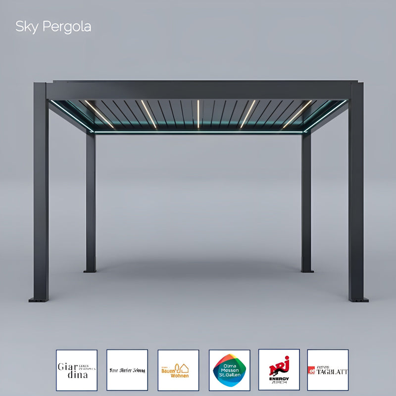 Solutions de spa ciel pergola skymax ultra en aluminium pergola LED 4m x 4m Mouin moteur 4M