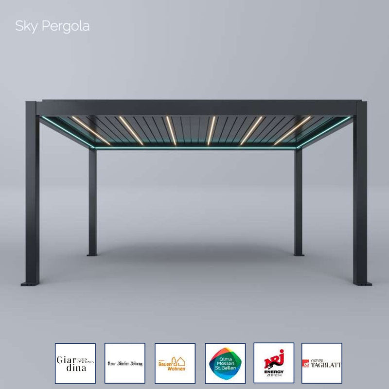 Spa Solutions Sky Pergola Skymax Ultra Aluminum Pergola LED 4M x 5m motorized wall mounting 5m