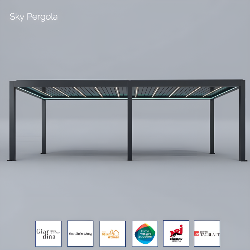 Solutions de spa ciel pergola skymax ultra en aluminium pergola LED 4m x 8m Montage motorisé 4M