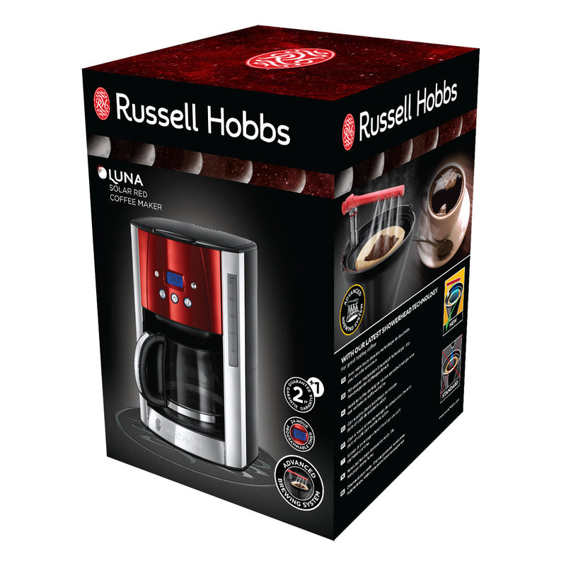 RUSSELL HOBBS Kaffeemaschine 23240-56 Luna Solar Red Digitale Glas Kaffeemaschiene