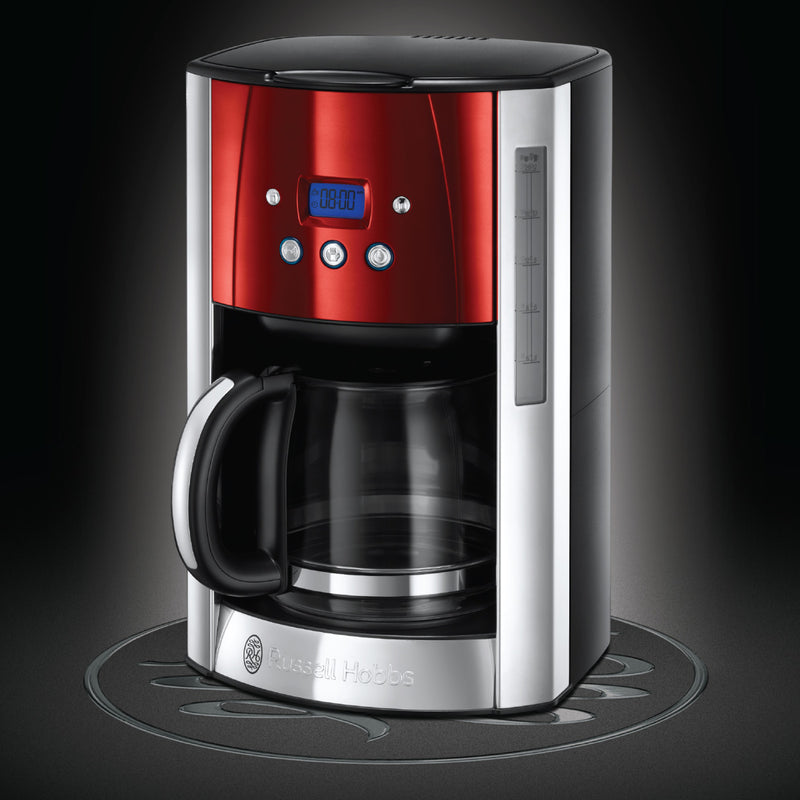 RUSSELL HOBBS Kaffeemaschine 23240-56 Luna Solar Red Digitale Glas Kaffeemaschiene