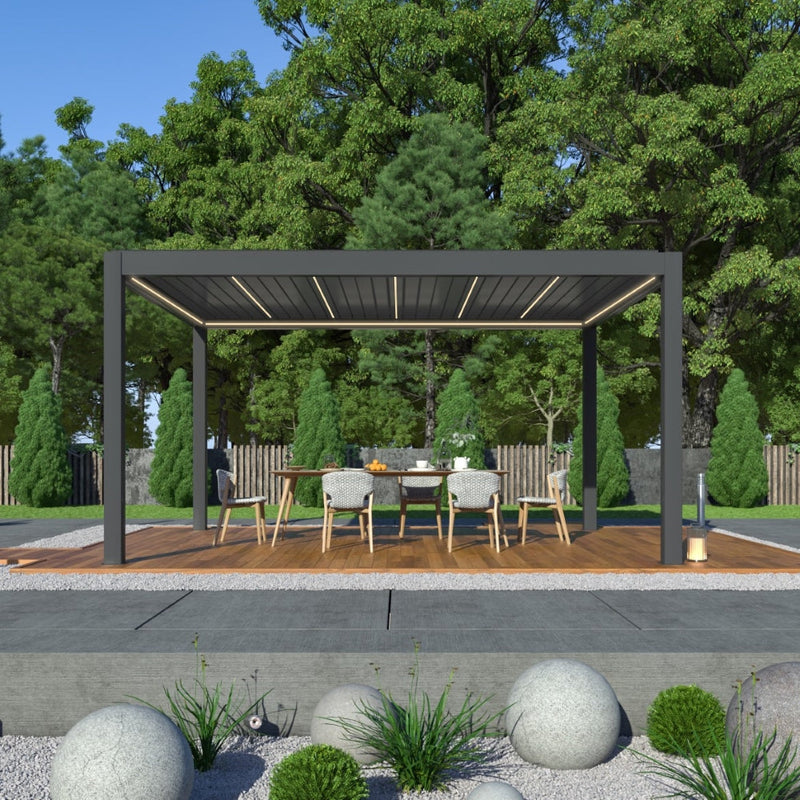 Solutions spa ciel pergola skymax ultra en aluminium pergola LED 4m x 5m Moup de mur motorisé 5m