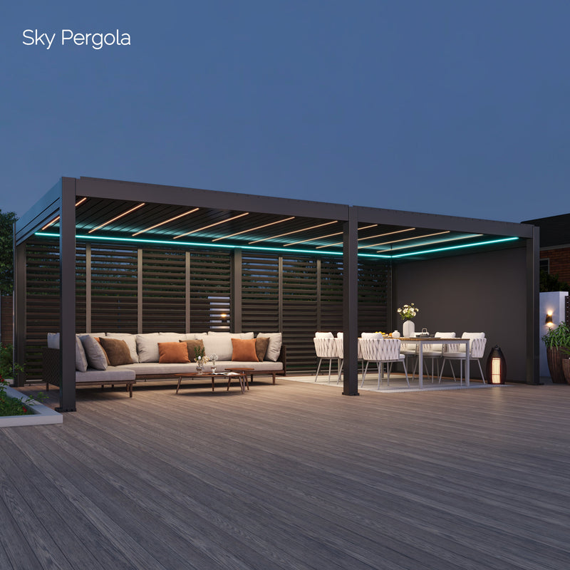Solutions de spa ciel pergola skymax ultra en aluminium pergola LED 4m x 8m Montage motorisé 4M