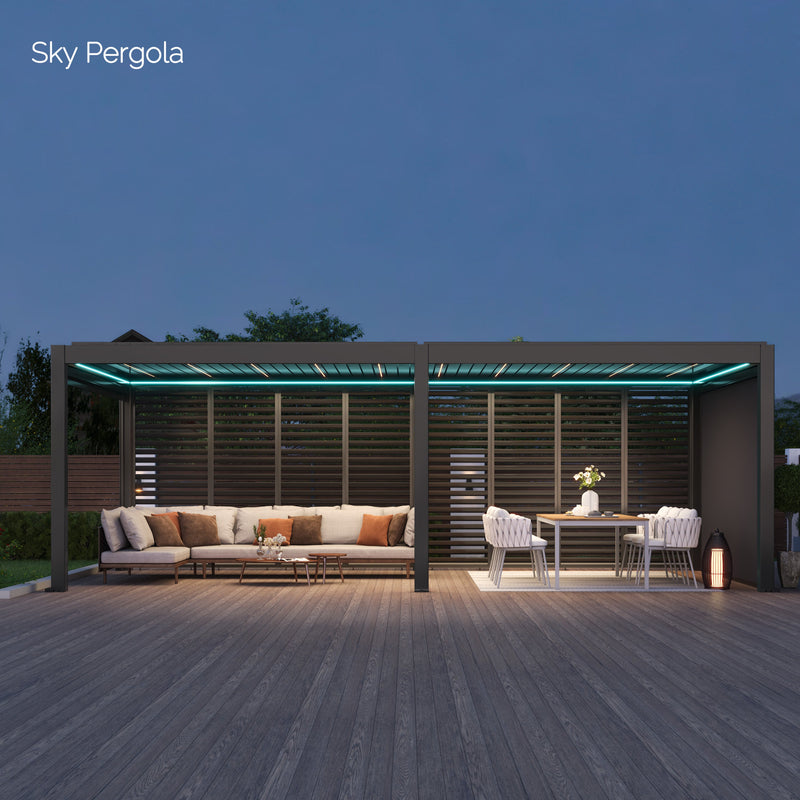 Solutions de spa ciel pergola skymax ultra en aluminium pergola LED 4m x 8m Montage motorisé 4M