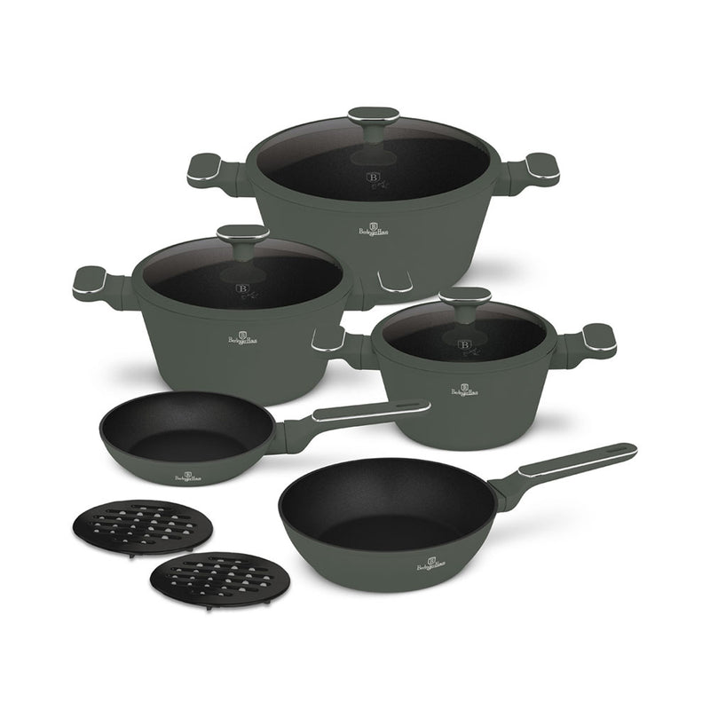 Berlinger Haus Küchenbedarf Haus 10-teiliges Kochgeschirr-Set Matte Green Collection