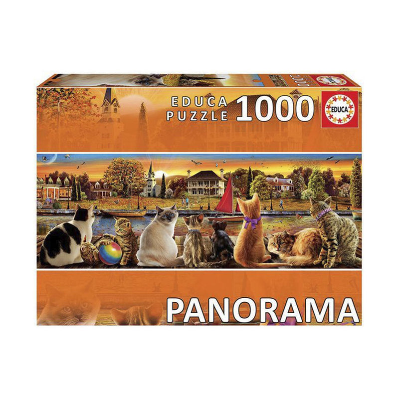 Educa Spiele & Puzzles 18001 Panorama Puzzle 1000 Teile Katzen am Quai