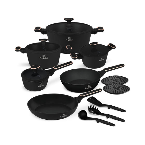 Berlinger Haus Küchenbedarf Haus 15-teiliges Kochgeschirr-Set PRO Black Rose Collection