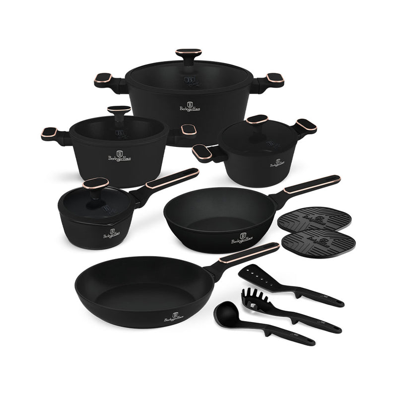 Berlinger Haus Küchenbedarf Haus 15-teiliges Kochgeschirr-Set PRO Black Rose Collection