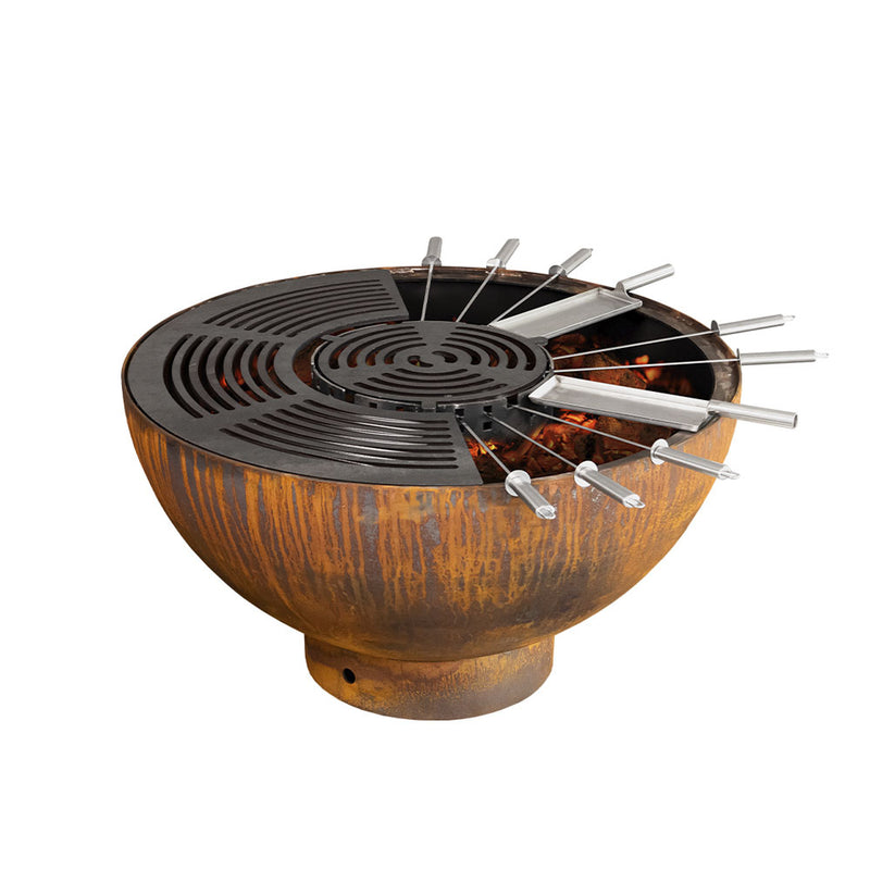 Mr. Grill Fire Bowl Rusty avec une bague grill 100 cm et accessoires