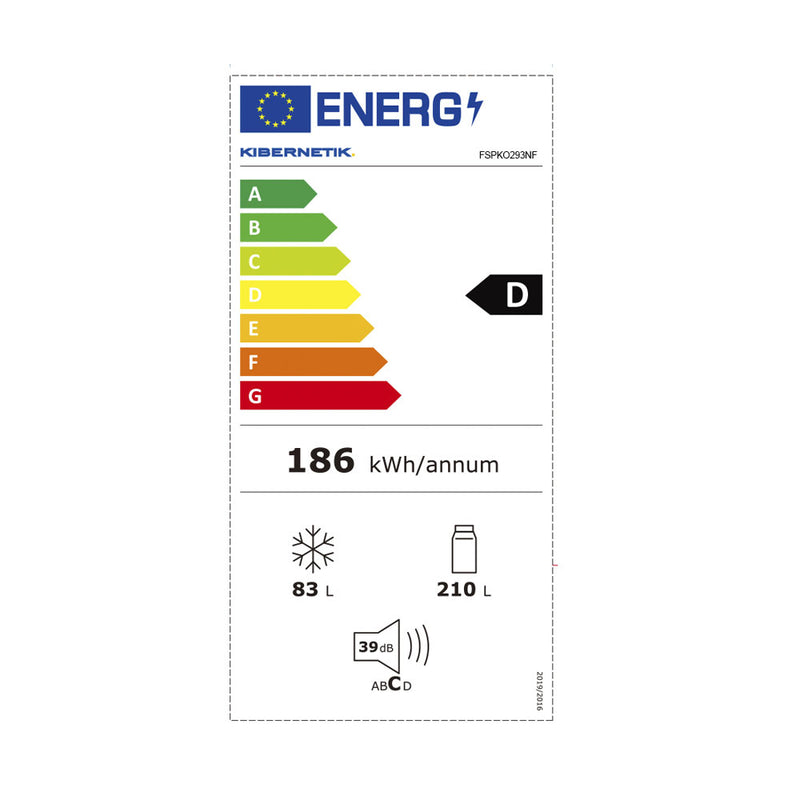 Kibernetik Kühl- Gefrierkombi FSP 293 Liter No Frost Chromstahl  D