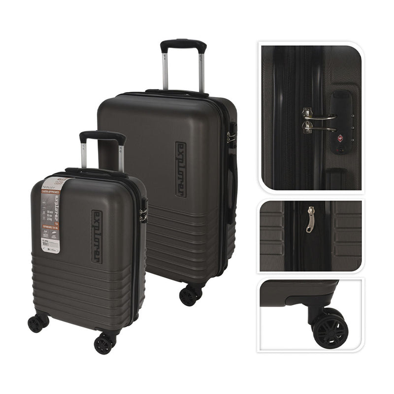 FS Star Freizeit Travel Suitcase Trolley 2er Set Grey Dark