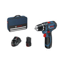 Bosch Professional Bohren & Schrauben GSR 12V-15 Professional, Akku-Bohrschrauber, 2x2.0 Ah,