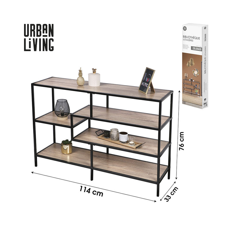 Urban Living Wohnmöbel Regal schwarzes Metall mit Holz