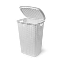 WeberHome Wäschebox Wäschebox Flechtoptik 53L weiss