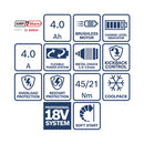 Bosch Professional Baugeräte 2Tool Kit GSB 18V-45 + GWS 18V-8 + 2xGBA 4.0 Ah + GAL 18V-40 + Werkzeugtasche