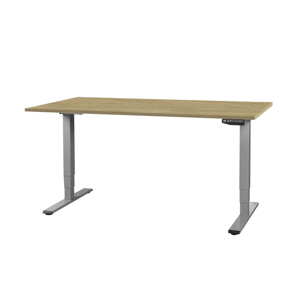 CONTINI Bürotisch höhenverstellbar 1.4x0.8m Eiche / Gestell ET225E dunkelgrau RAL 7045