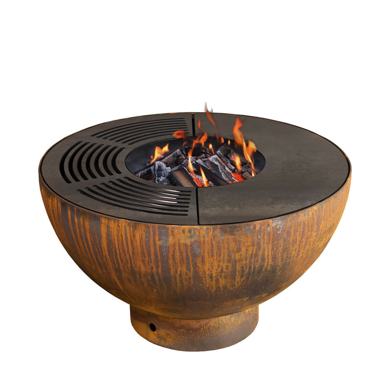 Mr. Grill Fire Bowl Rusty avec une bague grill 100 cm et accessoires