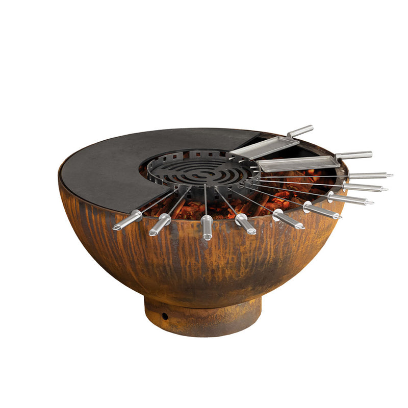 Mr. Grill Fire Bowl Rusty avec une bague grill 100 cm et accessoires