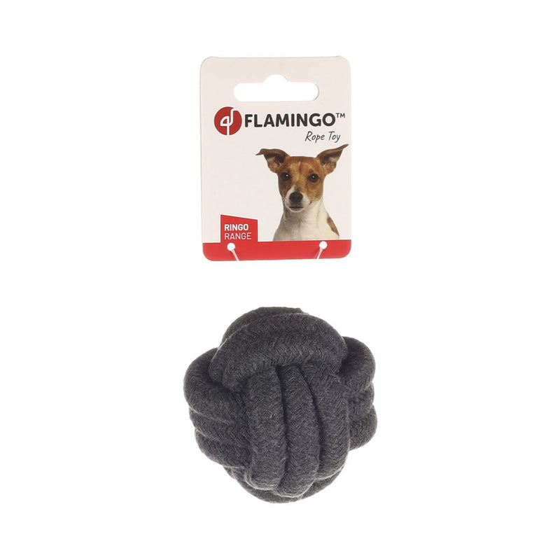 Flamingo dog toys knot ball ring dark gray tall