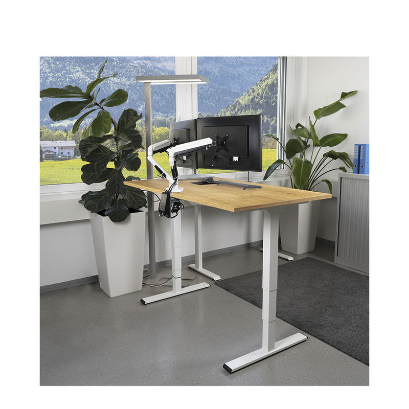 CONTINI Bürotisch höhenverstellbar 1.4x0.8m Eiche / Gestell ET225E weiss RAL 9016