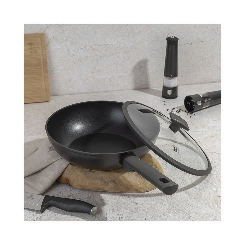 Berlinger Haus Küchenbedarf Haus Wok Bratpfanne Ø 28cm mit Deckel Anthracite Collection