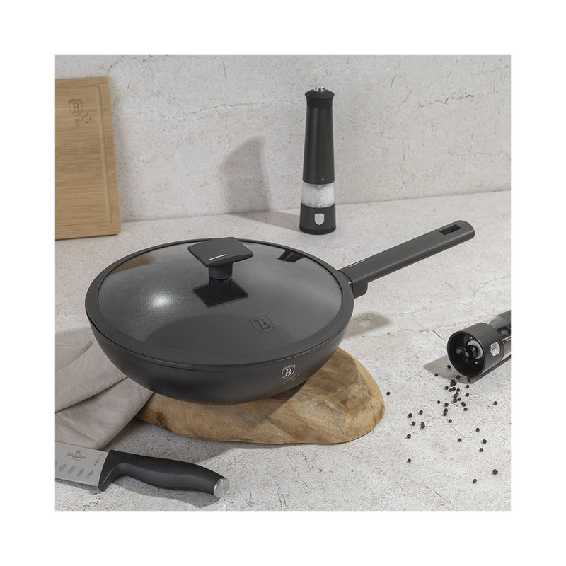 Berlinger Haus Küchenbedarf Haus Wok Bratpfanne Ø 28cm mit Deckel Anthracite Collection