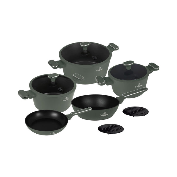 Berlinger Haus Küchenbedarf Haus 10-teiliges Kochgeschirr-Set Matte Green Collection
